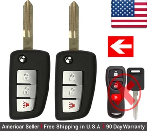 2x New Replacement Keyless Flip Remote Key Fob For Nissan & Infiniti KBRASTU15 - Picture 1 of 1