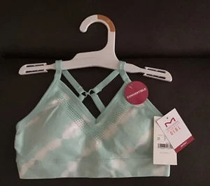 🔥 Maidenform Girls Size S Convertible Sports Bra Blue Tint Tie dye, NEW - Picture 1 of 5