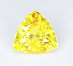 Zafiro amarillo natural de 1,57 quilates sin tratar piedra preciosa suelta certificada corte de un billón - Imagen 1 de 10