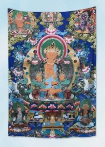 Saumya Manjushri Bodhisattva of Wisdom Tibetan Thangka tapestry cloth poster - Picture 1 of 1