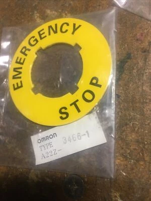 ENVÍO GRATUITO Omron A22z-3466-1 Legend Placa de botón pulsador, parada de emergencia, negro/amarillo Foto 1 de 3