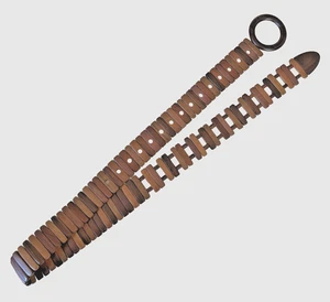 Hermoso cinturón vinculado madera exótica de colección ajustado 24-34 hebilla de madera R3-O18 - Imagen 1 de 5