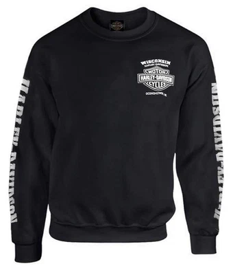 Sudadera pulóver polar Harley-Davidson Lightning Crest para hombre, negra (5XL) Foto 1 de 2
