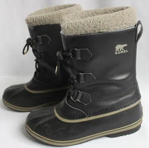 SOREL Youth Size 7 Yoot Pac TP Boot Winter Snow Coated Leather Black 1855231-013 - Picture 1 of 11