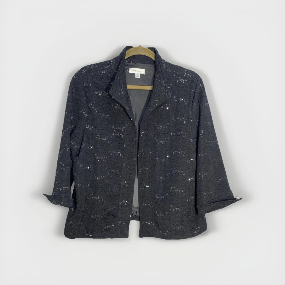 Blazer Dressbarn Mujer X-Grande Negro Lentejuelas Formal Negro Corbata Vacaciones Vegas Foto 1 de 4