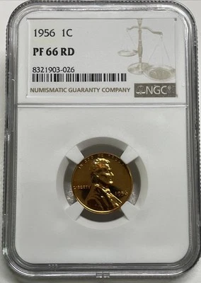 1956- P Lincoln Wheat Cent / Penny 1c NGC PF 66 RD Red Gem Proof See Pictures - Image 1 of 4