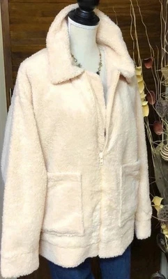 Abrigo de peluche Victoria's Secret marfil chaqueta sherpa calce relajado nuevo mediano Foto 1 de 4