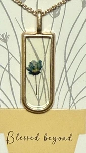 New -  Bellissima Blessed Beyond Measure Cornflower 14K Gold Dipped Necklace - Picture 1 of 5