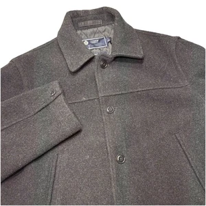 Y2K J.Crew Men's Wool Stadium Cloth University Jacket Dark Gray Mens L Pea Coat - Picture 1 of 11