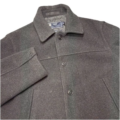 Y2K J.Crew Men's Wool Stadium Cloth University Jacket Dark Gray Mens L Pea Coat - Image 1 of 4
