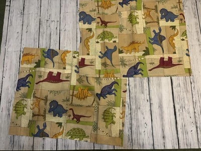 Ropa de cama de dinosaurio fundas de almohada y falda de cama de tamaño completo mezcla de algodón y lino retazos Foto 1 de 3