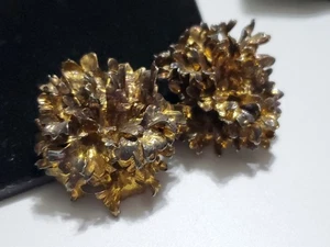 TILIA? Dannica? Orecchini Danimarca Vintage Lichene Modernariato Sterling Vermeil Grandi - Foto 1 di 19