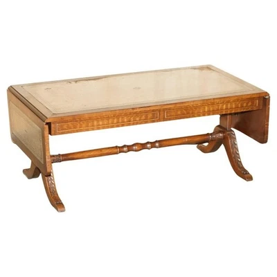 VERY LARGE VINTAGE BEVAN FUNNELL EXTENDING LEATHER COFFEE TABLE DISTRESSED TOP - Image 1 of 4