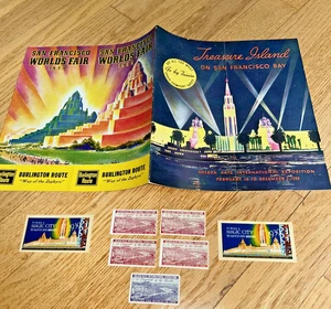 1939 SAN FRANCISCO WORLD'S FAIR - BURLINGTON ROUTE Brochure  7 Cinderella Stamps - Picture 1 of 18