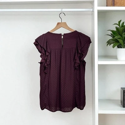 Anthropologie Meadow Rue Majolica Purple Polyester Pullover Blouse Size 10 Foto 1 de 4