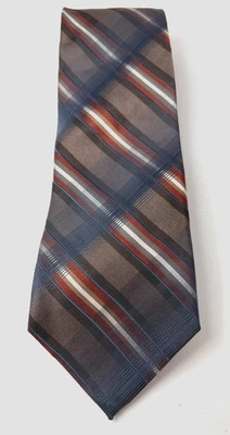 Corbata de seda a rayas marrón/óxido/plateado beige Calvin Klein para hombre Foto 1 de 4