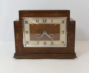 Fabulous Art Deco Wooden Cased Mantle Clock, Working. 11 x 8.5 x 4.5" #W2 - Picture 1 of 7