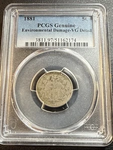1881 5C PCGS VG Details Shield Nickel Nice Coin See Pics - Picture 1 of 9
