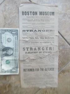 SELTENES Antebellum / Bürgerkrieg THEATER WERBUNG BROADSIDE, Boston Museum, 1859 - Bild 1 von 8
