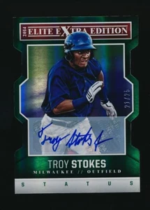 2015 Elite Extra Edition Status Green Die-Cut Prospects #21/25 Troy Stokes Auto - Picture 1 of 2