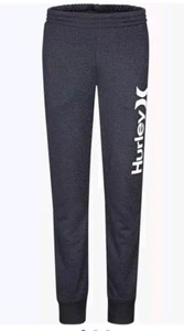 New: HURLEY BOYS FLEECE JOGGER SWEATPANTS XL 14/16 Black Heather Solar Rush - Picture 1 of 3