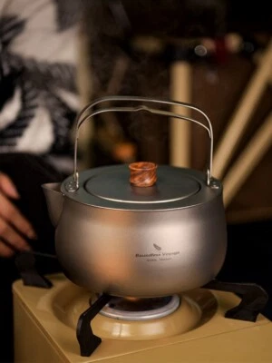 Chaleira leve 800 ml titânio com filtro acampamento ao ar livre casa bule - Imagem 1 de 4