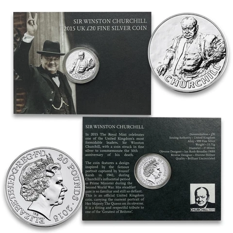 2015 Sir Winston Churchill £20 Fine Silver Coin Cover