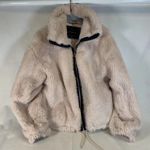 Lucky Brand Blush Faux Fur Jacket With Copper Hardware Size Small S/P - Picture 1 of 11