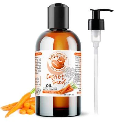 BELLA TERRA OILS Organic 8oz Carrot Seed Oil - Pure, Cold-Pressed, All-Natural Oil for Beauty & W