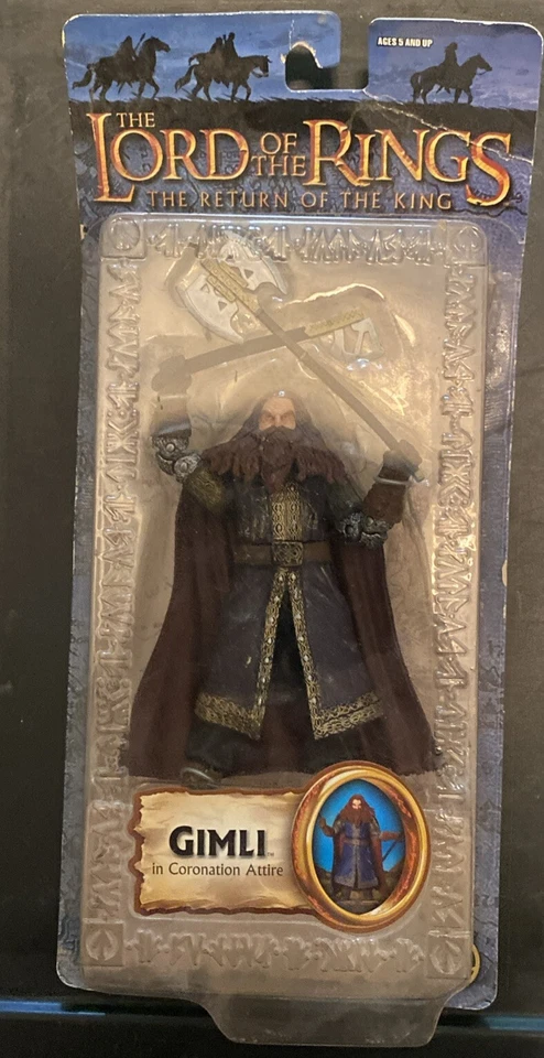 Lord of The Rings Fellowship FOTR Gimli With Axe Throwing Action Figure ToyBiz
