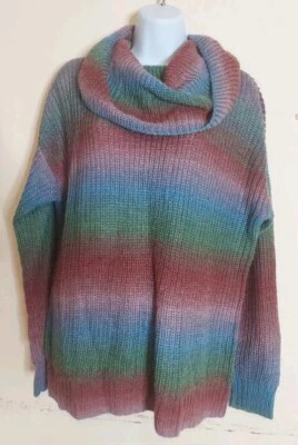 JEANS DE VESTIR FRANCESES PARA MUJER MANGA L MULTICOLOR JERSEY CUELLO ALTO SUÉTER PEQUEÑO Foto 1 de 4