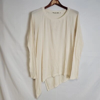 Michael Stars Top Womens One Size Assymetrical Cream Waffle Knit Thermal USA - Image 1 of 4