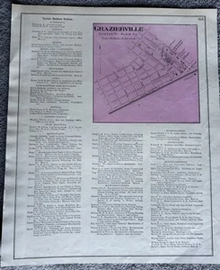 Grazierville Tyrone PA 1873 original farbige Karten mit Geschäftsverzeichnissen - Bild 1 von 4