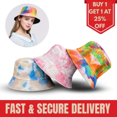 ONESAVE Eimerhüte Baumwolle Festival helle Farbe Sonne Fischermütze Camping Reisen UK