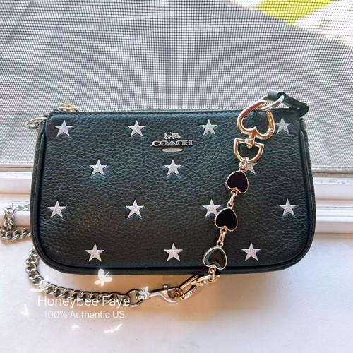 Coach Nolita 19 con stampa stella CW409 più catena cuore nera estesa nuova con etichetta