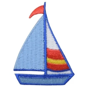 Sailboat Applique Patch Sailing Nautical Sail Boat Embroidered Badge 2" Iron On - Picture 1 of 1