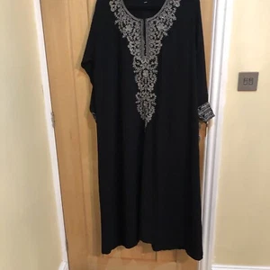 Black Cotton Long Dress/abaya Used Design Front & Back Check Picture Read Descri - Picture 1 of 10