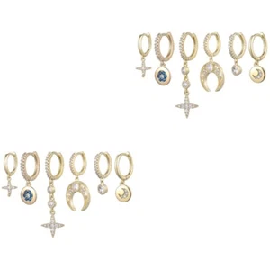 2 Sets Di Orecchini Zircone Da Donna Mancare Pieno Per Le Donne Stella Pendenti - Foto 1 di 12