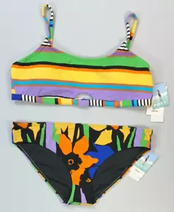 Women's Juniors Jrs ROXY 2-Piece Bikini Textured Fabric Hipster Swim Swimsuit XL - Picture 1 of 3