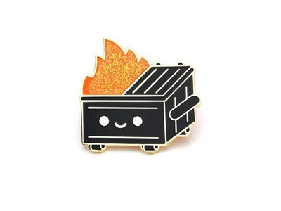 100% Soft Lil' Dumpster Fire Black & Gold Edition Exclusive Enamel Pin - Image 1 of 4