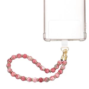 Marble Beaded Phone Wrist Strap, Cellphone Lanyard with Tether Tab, Red - Zdjęcie 1 z 6