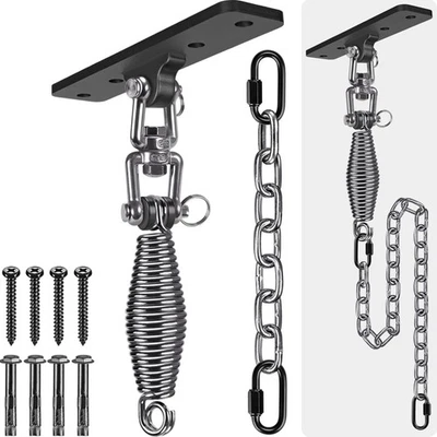 Boxsack Aufhängung Deckenhalterung 360 Schwenkbar 6mm Feder 1m Kette Holzdeck... - Bild 1 von 2