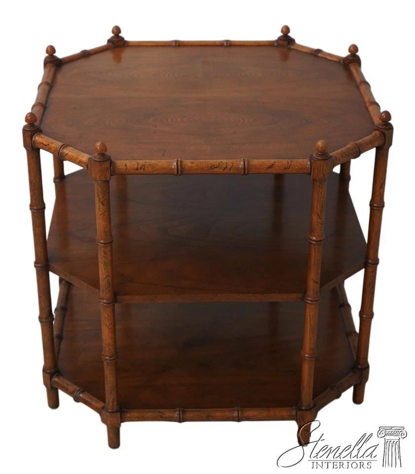 L70615:HENREDON Attributed Bamboo Form 3 层核桃灯台 — 第 1/4 张图片