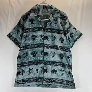 Image Multicolor Patterned Short Sleeve Button Down Collared Shirt Men's Size S - Picture 1 of 19