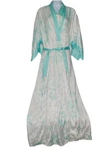 MISS DIOR Lingerie Nightgown Robe Peignoir & Teddy Smal USA Vintage Mint Green - Picture 1 of 24