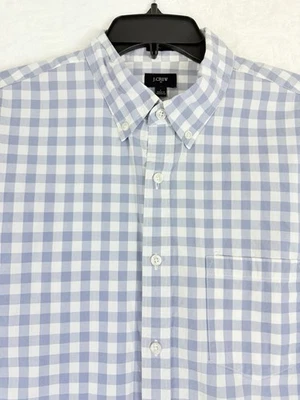 J Crew Shirt Large Slim Fit Men’s Blue White Gingham Button Up Long Sleeve - Image 1 of 4