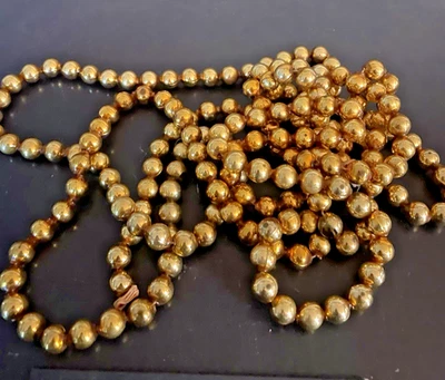 Vintage mercury glass Christmas garland 96" long gold - Image 1 of 4