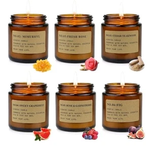 Paquete de 6 velas: higo, madera de teca de cedro, pomelo, rosa y granate, mimurhilo  - Imagen 1 de 14