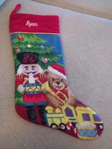 Christmas Stocking Wool Needlepoint Nutcracker - Ryan - North Pole Trading - Picture 1 of 3