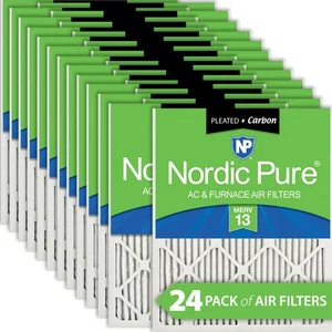 Nordic Pure 16x16x1 Pleated Air Filters MERV 13 Plus Carbon 24 Pack - Picture 1 of 7